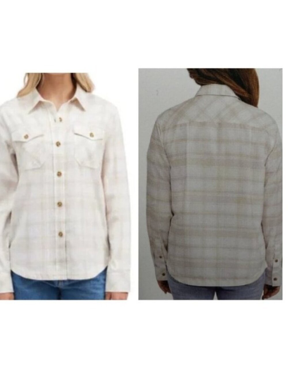 Frank & Oak Organic Cotton Tan Plaid Flannel Shirt Size L, NWT, Soft & Cozy